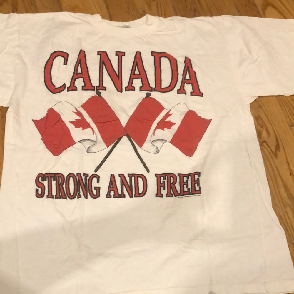 Vintage 1994 Canada Strong and Free T-Shirt - White and Red